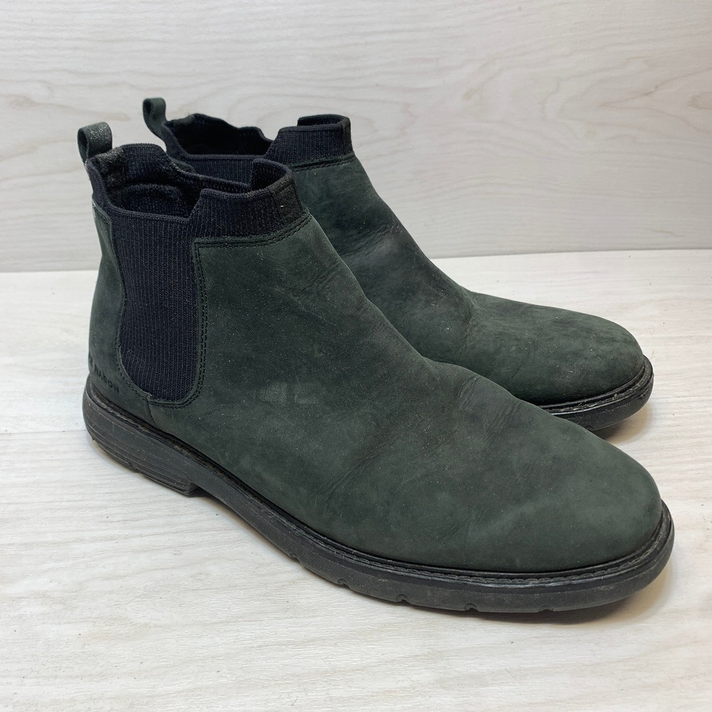 Mark Nason Mens 8.5 Chelsea Boots Nubuck LeatherBlack Gore Lug Sole‎